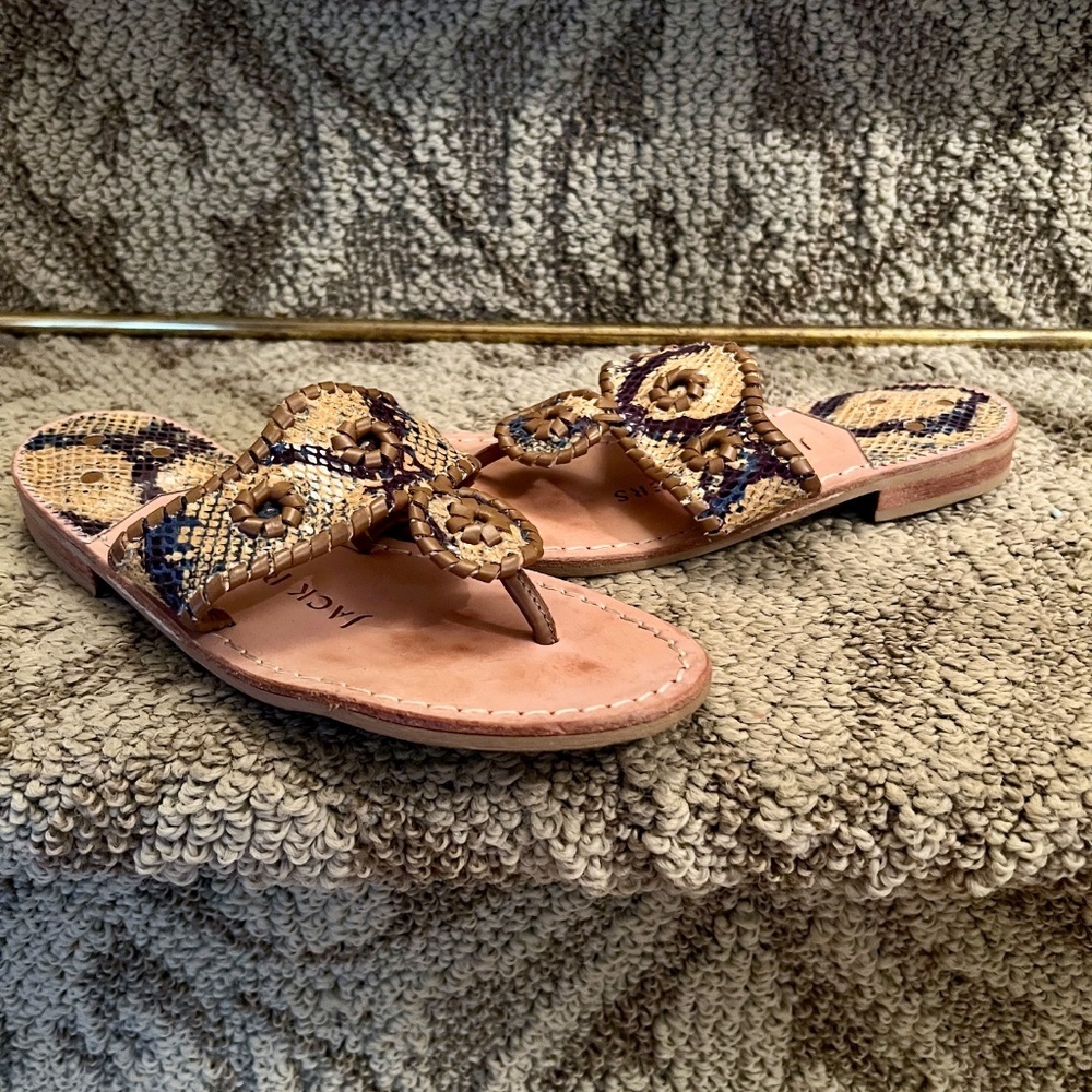 Guc Jack Rogers Yellow & Navy Python Snake Print … - image 5